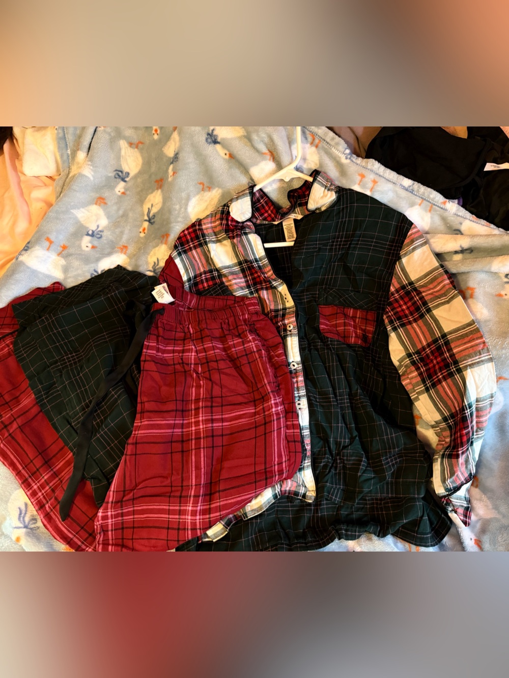 Victoria's Secret Plaid Pajama Set - Red & Dark Green